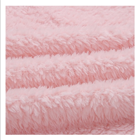 1 Left! Pink Oversized Cozy Teddy Sweater W/ Hood - Picture 6 of 7